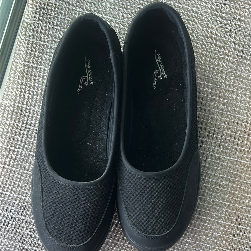 Easy Street Black Flats Comfortable Slip-On Loafers